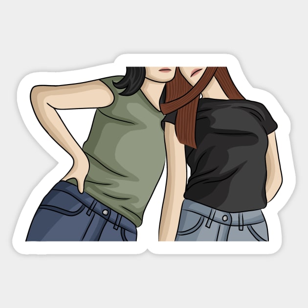 Friendship of two girls Sticker by supernofaa